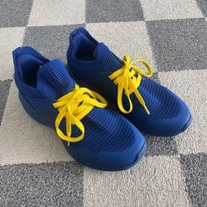 Blue Athletic Sneakers with Yellow Laces